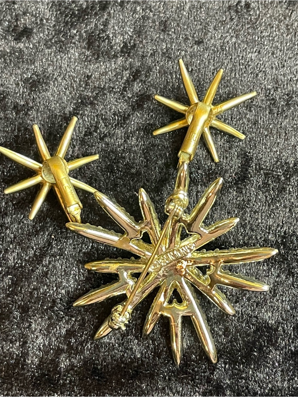 Vintage Emmons starburst earrings and brooch set - Picture 2 of 2